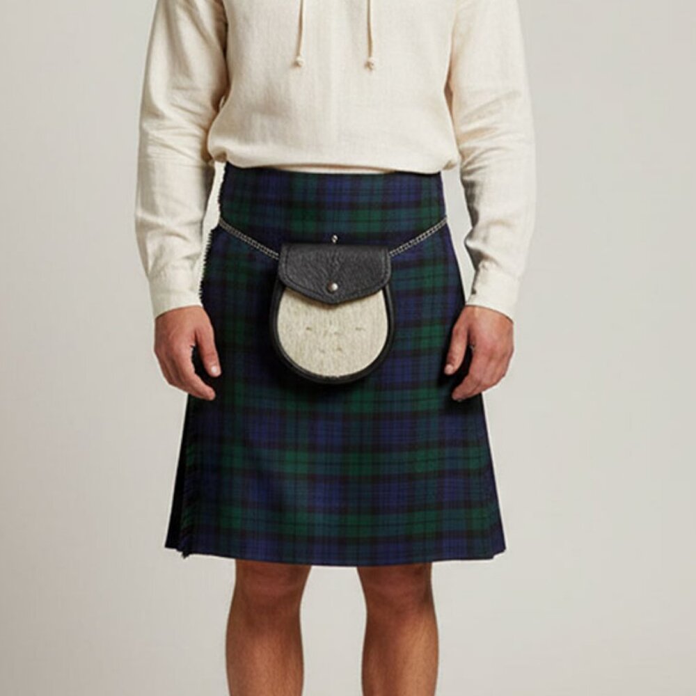 Tartan Black Watch Kilt 8 Yards Men Highlander Scottish Kilt